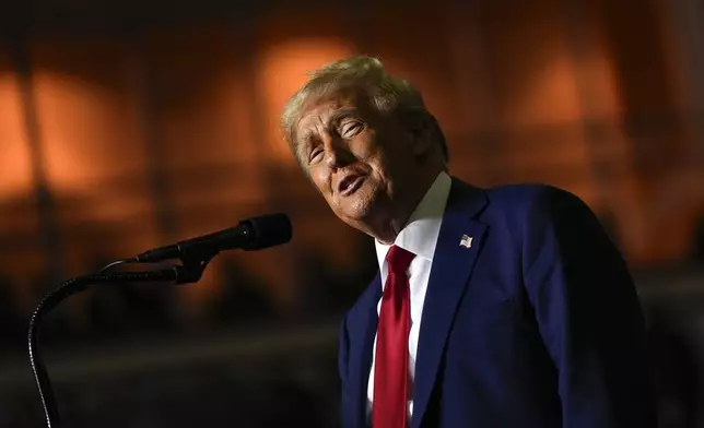 Republican presidential nominee former President Donald Trump speaks for a campaign rally at PPL Center, Tuesday, Oct. 29, 2024, in Allentown, Pa. (AP Photo/Julia Demaree Nikhinson)