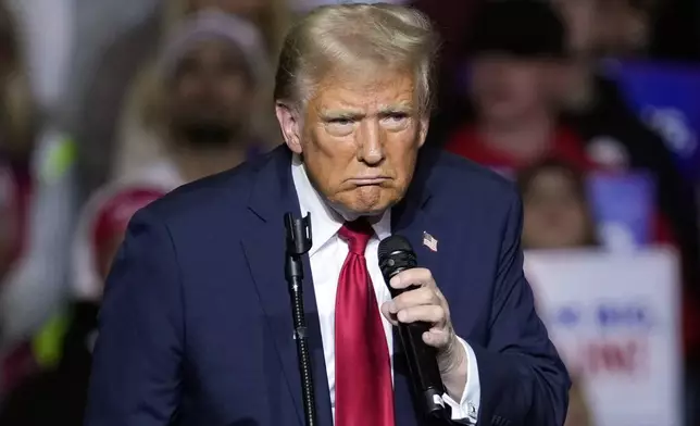 Republican presidential nominee former President Donald Trump speaks at a campaign rally Friday, Nov. 1, 2024, in Milwaukee. (AP Photo/Morry Gash)