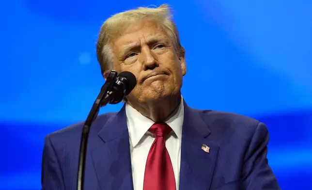 Republican presidential nominee former President Donald Trump speaks at a Turning Point Action campaign rally, Wednesday, Oct. 23, 2024, in Duluth, Ga. (AP Photo/Alex Brandon)