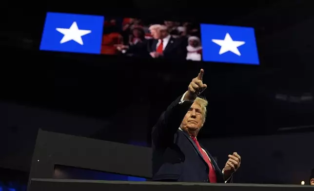 Republican presidential candidate former President Donald Trump attends the final night of the 2024 Republican National Convention at the Fiserv Forum, Thursday, July 18, 2024, in Milwaukee. (AP Photo/Carolyn Kaster)