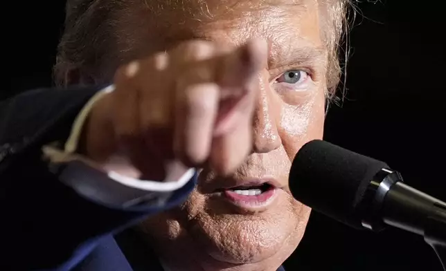 Republican presidential candidate former President Donald Trump speaks at a campaign rally Saturday, March 2, 2024, in Greensboro, N.C. (AP Photo/Chris Carlson)