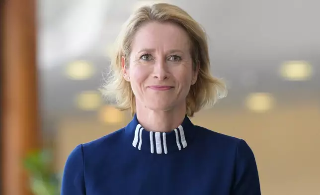 FILE - Designated European Commissioner Kaja Kallas is seen during a first meeting with European Commission President Ursula Von der Leyen in Brussels, Belgium, on Sept. 18, 2024. (John Thys/Pool Photo via AP)