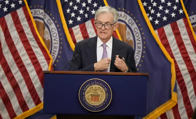 Federal Reserve Board Chairman Jerome Powell speaks during a news conference at the Federal Reserve in Washington, Thursday, Nov. 7, 2024. (AP Photo/Mark Schiefelbein)