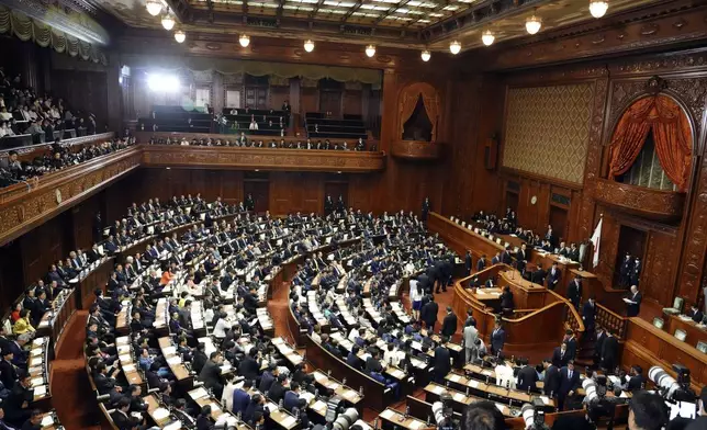 Lawmakers vote for the new prime minister at the parliament's lower house Monday, Nov. 11, 2024, in Tokyo. (AP Photo/Eugene Hoshiko)