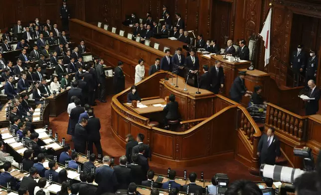 Lawmakers vote for the new prime minister at the parliament's lower house Monday, Nov. 11, 2024, in Tokyo. (AP Photo/Eugene Hoshiko)