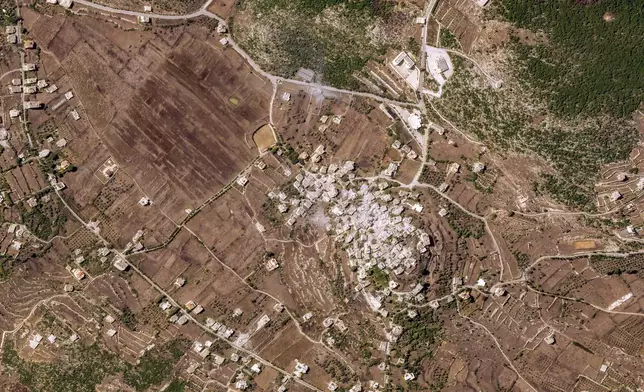 This Sept. 26, 2024, satellite image from Planet Labs PBC shows the village of Ramyah in southern Lebanon. (Planet Labs PBC via AP)