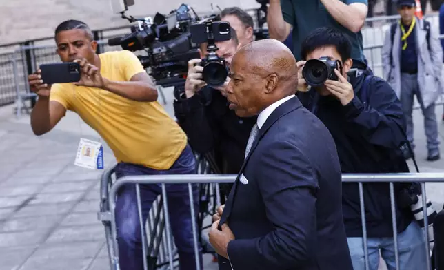 New York City Mayor Eric Adams arrives to the US federal court house in New York, Friday, Nov. 01, 2024.(AP Photo/Kena Betancur)