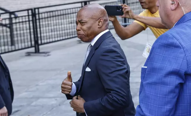 New York City Mayor Eric Adams arrives to the US federal court house in New York, Friday, Nov. 01, 2024.(AP Photo/Kena Betancur)