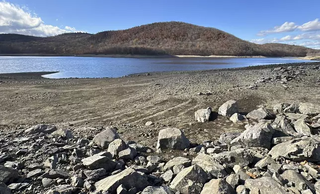 This Monday, Nov. 11, 2024 image shows the Wanaque Reservoir is in Ringwood, N.J. (AP Photo/Ted Shaffrey)