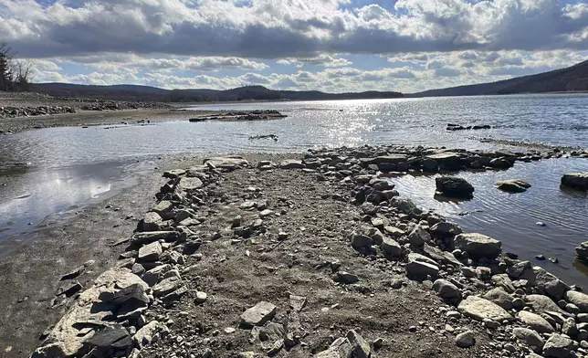 This Monday, Nov. 11, 2024 image shows the Wanaque Reservoir is in Ringwood, N.J. (AP Photo/Ted Shaffrey)