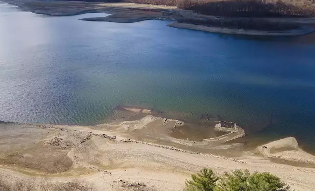 This Monday, Nov. 11, 2024 image shows the Wanaque Reservoir is in Ringwood, N.J. (AP Photo/Ted Shaffrey)