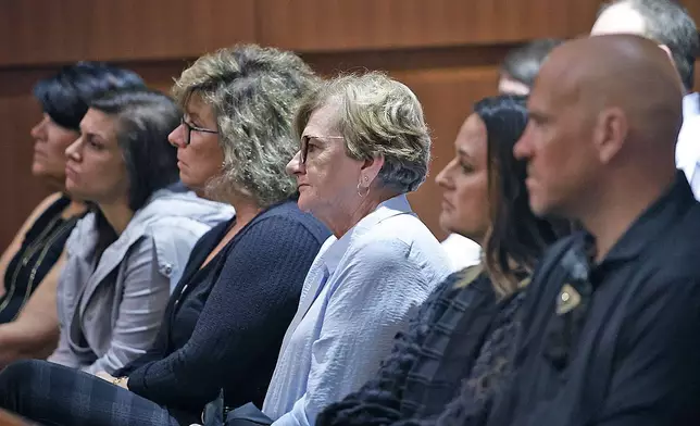 The John O'Keefe family in court, Peggy O'Keefe at center and brother Paul O'Keefe at right listen during the Karen Read trial at the Massachusetts Supreme Court in Boston, Wednesday, Nov. 6, 2024. (Greg Derr/The Patriot Ledger via AP, Pool)