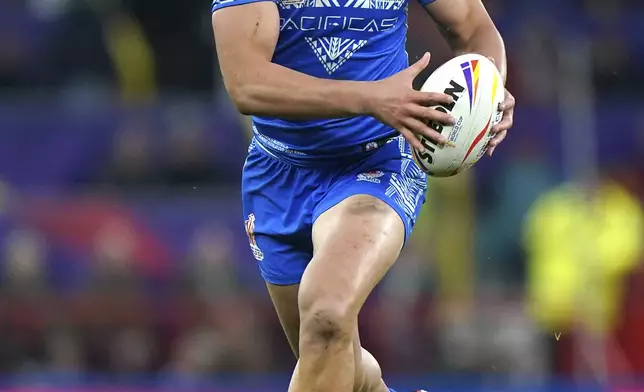 FILE- A Nov.19, 2022 file photo of Samoa's rugby player Joseph Suaali'i made available on Thursday, Nov. 7, 2024. (Tim Goode/PA via AP)