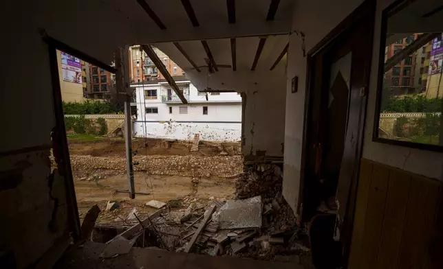 A view of a house affected by floods is pictured in Chiva, Spain, Friday, Nov. 1, 2024. (AP Photo/Manu Fernandez)