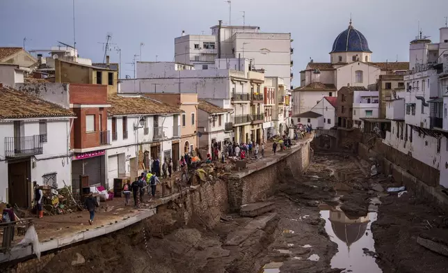 A general view of an area affected by floods in Chiva, Spain, Friday, Nov. 1, 2024. (AP Photo/Manu Fernandez)