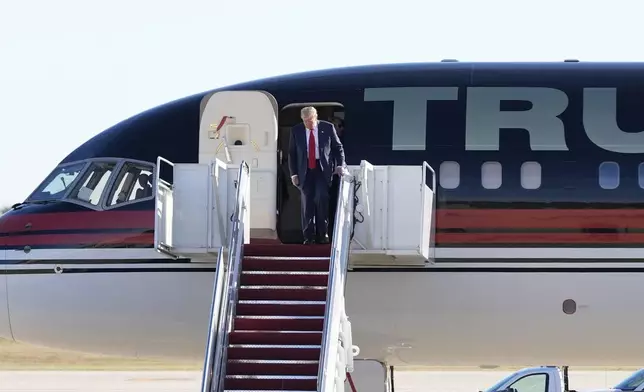 President-elect Donald Trump arrives at Joint Base Andrews, Md., Wednesday, Nov. 13, 2024. (AP Photo/Alex Brandon)