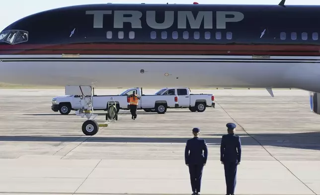 President-elect Donald Trump's airplane, with Trump aboard, arrives, Wednesday, Nov. 13, 2024, at Joint Base Andrews, Md. (AP Photo/Alex Brandon)