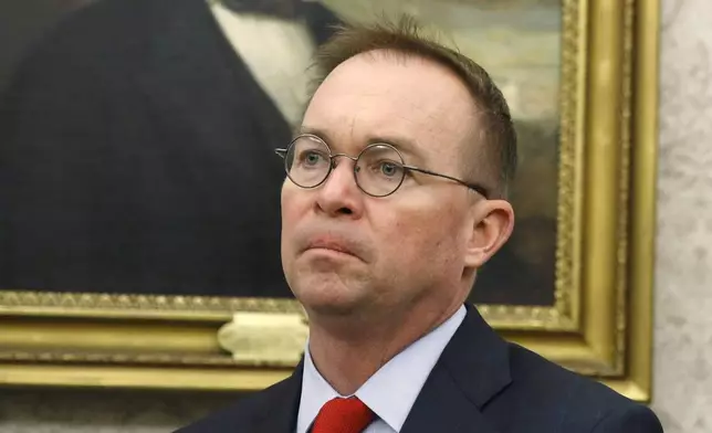 FILE - Acting chief of staff Mick Mulvaney is pictured in the Oval Office at the White House in Washington, Nov. 13, 2019. (AP Photo/Patrick Semansky, File)