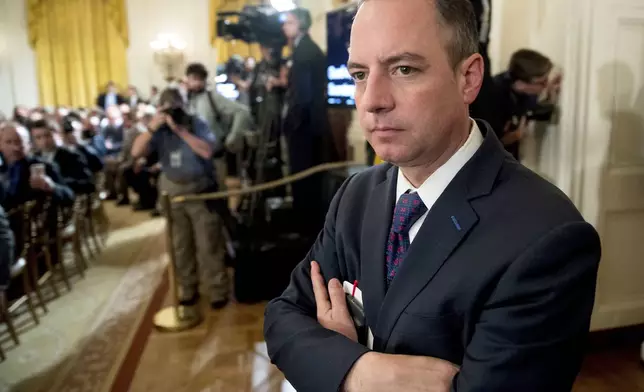 FILE - President Donald Trump's Chief of Staff Reince Priebus attends an event in the East Room at the White House in Washington, June 5, 2017. (AP Photo/Andrew Harnik, File)