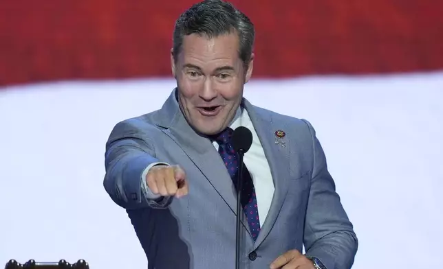 FILE - Rep. Michael Waltz, R-Fla., speaking during the first day of the Republican National Convention on Monday, July 15, 2024, in Milwaukee. (AP Photo/J. Scott Applewhite, File)