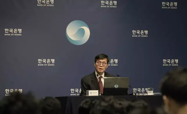 Bank of Korea Gov. Rhee Chang-yong speaks during a press conference at the central bank in Seoul, South Korea, Thursday, Nov. 28, 2024. (AP Photo/Ahn Young-joon)