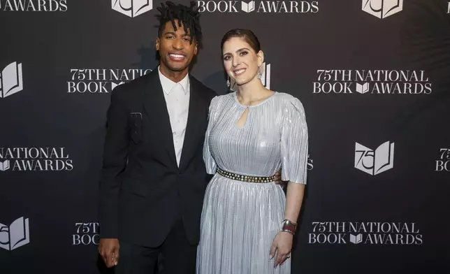 Musician Jon Batiste, left, and author Suleika Jaouad attend the 75th National Book Awards ceremony at Cipriani Wall Street on Wednesday, Nov. 20, 2024, in New York. (Photo by Andy Kropa/Invision/AP)