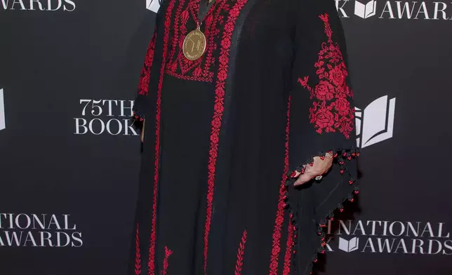 Poet Lena Khalaf Tuffaha attends the 75th National Book Awards ceremony at Cipriani Wall Street on Wednesday, Nov. 20, 2024, in New York. (Photo by Andy Kropa/Invision/AP)