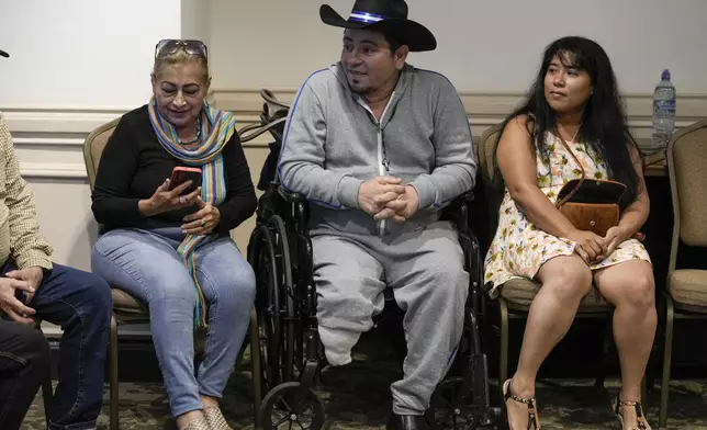 FILE - Exiled Pedro Gutierrez, who was released from a Nicaraguan jail and rendered "stateless" waits for the start of a religious service, in Guatemala City, Sept. 22, 2024. (AP Photo/Moises Castillo, File)