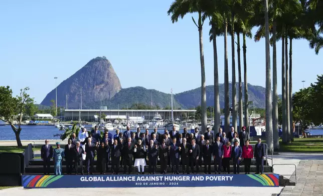 G20 leaders take part in a Family Photo at the G20 Summit in Rio de Janeiro, Brazil on Monday, Nov. 18, 2024. Prime Minister Justin Trudeau, U.S. President Joe Biden, and Italian Prime Minister Giorgia Meloni were not present for the photo. THE CANADIAN PRESS/Sean Kilpatrick/The Canadian Press via AP)