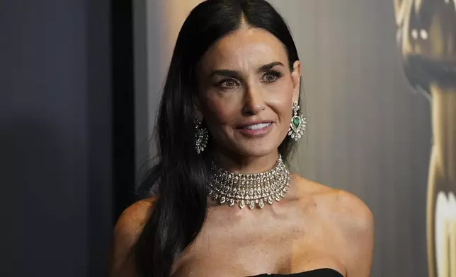 Demi Moore arrives at the 15th Governors Awards on Sunday, Nov. 17, 2024, at The Ray Dolby Ballroom in Los Angeles. (Photo by Jordan Strauss/Invision/AP)