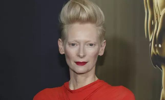 Tilda Swinton arrives at the 15th Governors Awards on Sunday, Nov. 17, 2024, at The Ray Dolby Ballroom in Los Angeles. (Photo by Jordan Strauss/Invision/AP)