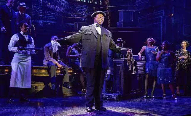 James Monroe Iglehart portrays Louis Armstrong during a performance in "A Wonderful World: The Louis Armstrong Musical" in New York. (Jeremy Daniel via AP)