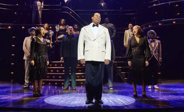 James Monroe Iglehart portrays Louis Armstrong during a performance in "A Wonderful World: The Louis Armstrong Musical" in New York. (Jeremy Daniel via AP)