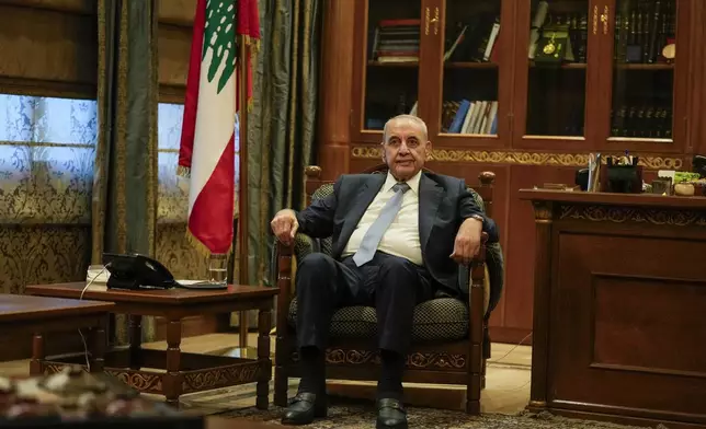 Lebanese Parliament speaker Nabih Berri during his meeting with European Union foreign policy chief Josep Borrell, in Beirut, Lebanon, Sunday, Nov. 24, 2024. (AP Photo/Hassan Ammar)