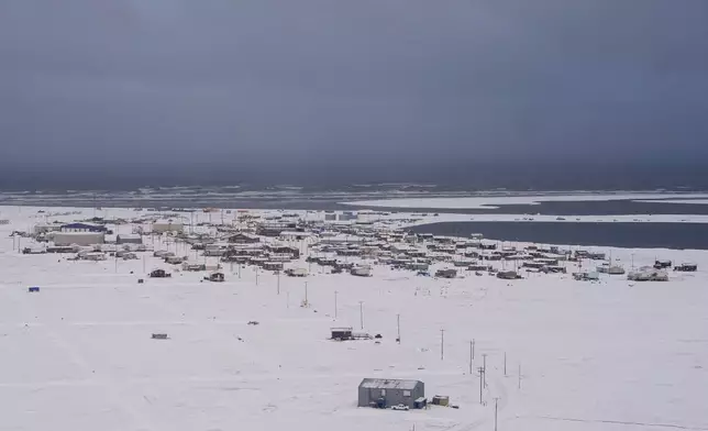 The village of Kaktovik is seen at the edge of Barter Island in the Arctic National Wildlife Refuge, Monday, Oct. 14, 2024, in Kaktovik, Alaska. (AP Photo/Lindsey Wasson)