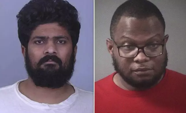 This combination image shows left to right; undated photo released by the Sherburne County Sheriff’s Office shows Harshkumar Patel in Elk River, Minn., and undated photo released by the U.S. Immigration and Customs Enforcement shows Steve Shand. (AP Photo)