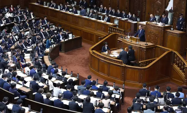 Japanese Prime Minister Shigeru Ishiba delivers his policy speech at the extraordinary session of parliament's lower house Friday, Nov. 29, 2024, in Tokyo. (AP Photo/Eugene Hoshiko)