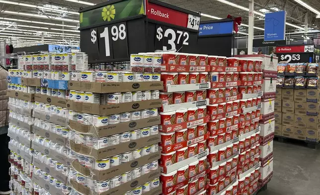 Items to include in holiday dinners are displayed at a Walmart store in Secaucus, N.J., on Wednesday, Nov. 13, 2024. (AP Photo/Anne D'Innocenzio)