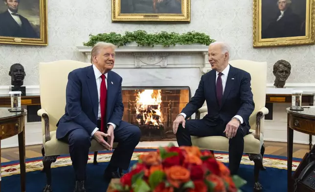 President Joe Biden meets with President-elect Donald Trump in the Oval Office of the White House, Wednesday, Nov. 13, 2024, in Washington. (AP Photo/Evan Vucci)