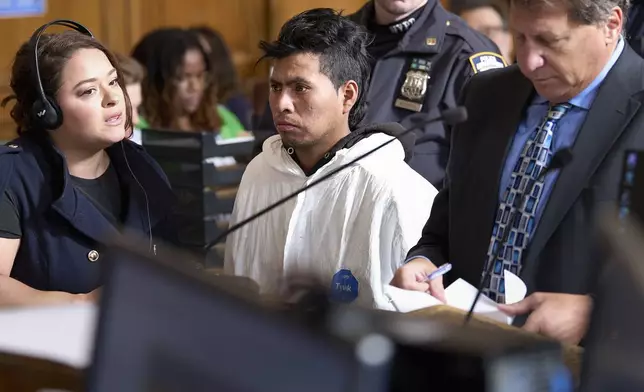 Sebastian Zapeta, accused of setting a woman on fire inside a New York City subway train, appears in court, Tuesday, Dec. 24, 2024, in New York. (AP Photo/Curtis Means via Pool)