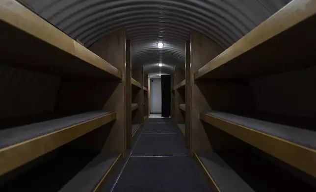 Bunk beds are seen inside an underground shelter in an undisclosed Southern California city, on Dec. 16, 2024. (AP Photo/Jae C. Hong)