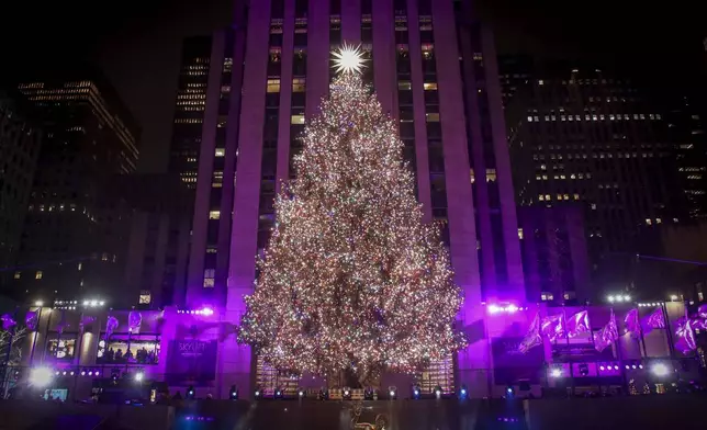 The Rockefeller Center Christmas tree is seen at the tree lighting ceremony on Wednesday, Dec. 4, 2024, in New York. (Photo by Andy Kropa/Invision/AP)
