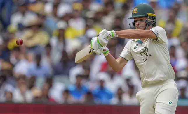 Australia's Sam Konstas plays a shot during play on the first day of the fourth cricket test between Australia and India at the Melbourne Cricket Ground, Melbourne, Australia, Thursday, Dec. 26, 2024. (AP Photo/Asanka Brendon Ratnayake)