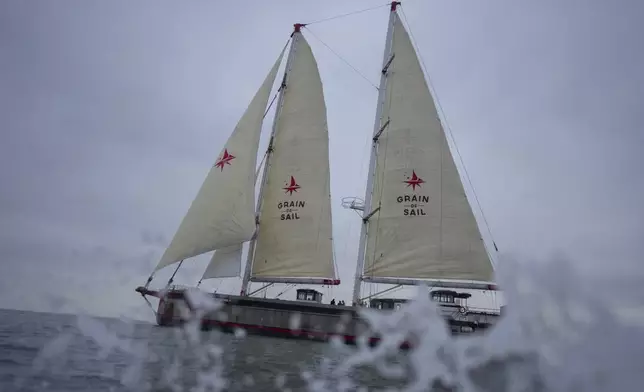 The sailboat 'Grain de Sail II' sails off Saint Malo, western France, Nov. 6, 2024. (AP Photo/Thibault Camus)