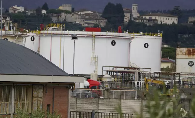 A view of a fuel depot's in Calenzano, near Florence, Italy, Monday, Dec. 9, 2024. (Alessandro La Rocca/LaPresse via AP)