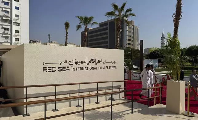 The Red Sea International Film Festival venue, located in Jeddah, Saudi Arabia, Dec. 7, 2024. The festival continues to showcase films from around the world, emphasizing Saudi talent and regional storytelling. (AP Photo/Baraa Anwer) •