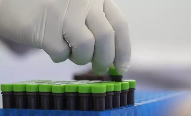 A view of mpox test kits is displayed in Moldiag, a biotechnology startup, in Tamesna, Morocco, Thursday, Nov. 28, 2024. (AP Photo/Mosa'ab Elshamy)