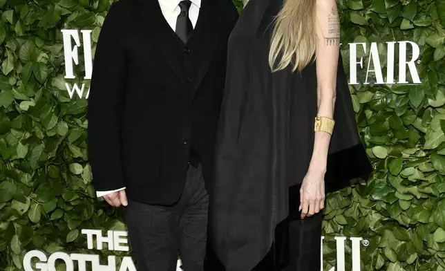 Pablo Larrain, left, and Angelina Jolie attend The Gothams Film Awards at Cipriani Wall Street on Monday, Dec. 2, 2024, in New York. (Photo by Evan Agostini/Invision/AP)