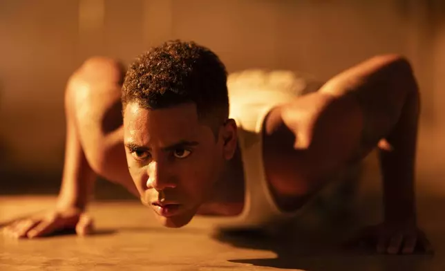 This image released by Amazon/MGM shows Jharrel Jerome in a scene from "Unstoppable." (Ana Carballosa/Amazon/MGM via AP)