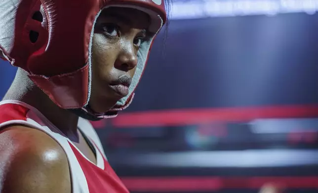 This image released by Amazon Content Services shows Ryan Destiny as Claressa Shields in a scene from "The Fire Inside." (Sabrina Lantos/Amazon Content Services via AP)